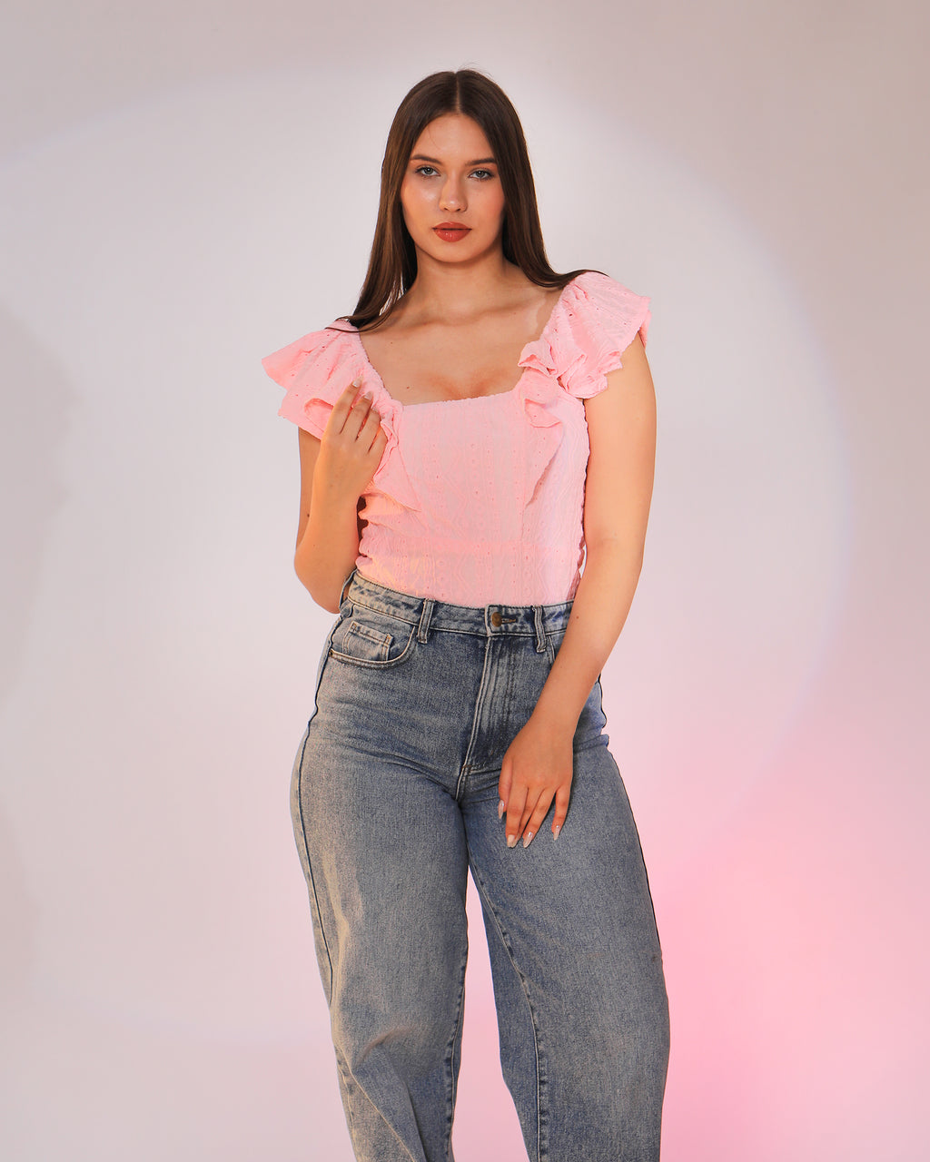 Aura stretch eyelet top