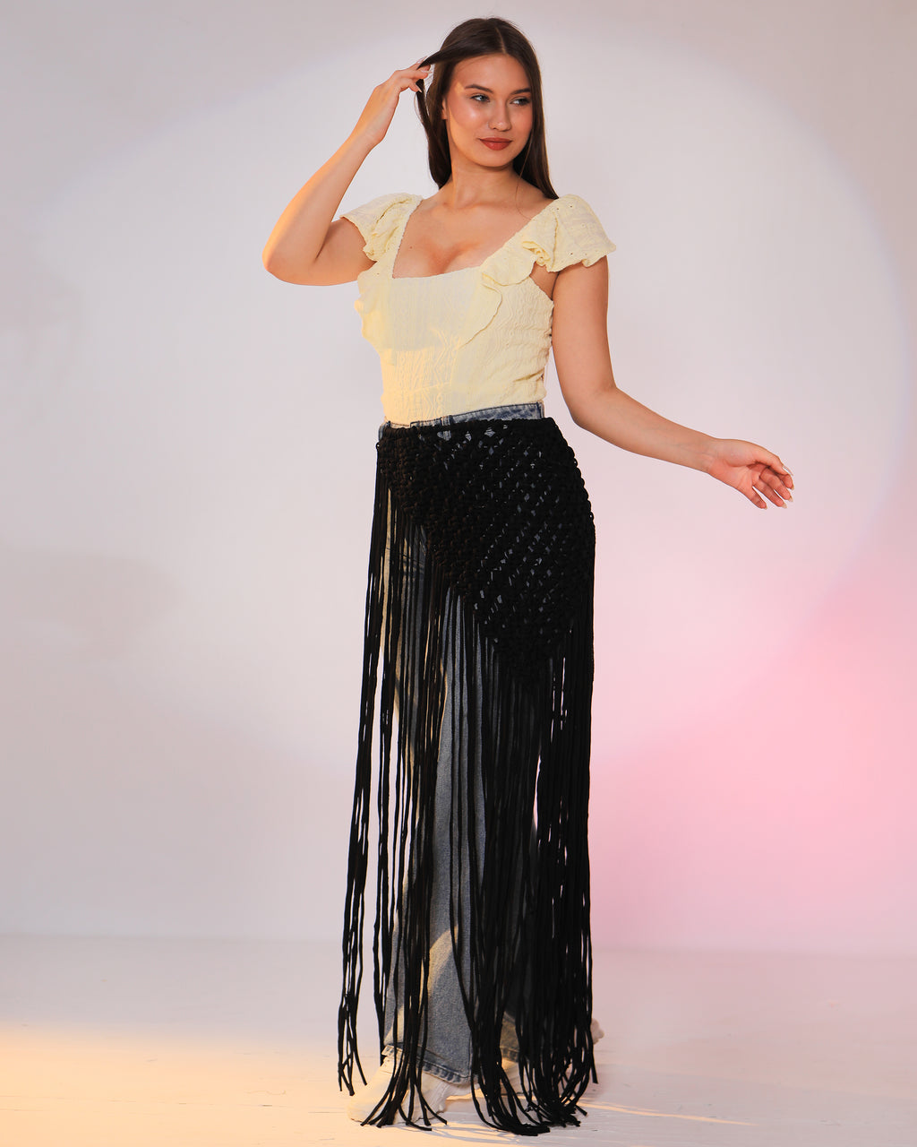 Crochet fringe skirt