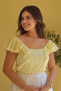 Yellow Aura stretch eyelet top